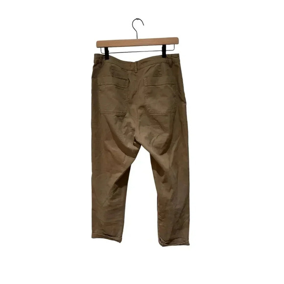 Eileen Fisher Khaki Cotton Hemp Stretch Tapered Relaxed Boho Pant Size 6 - Picture 3 of 9